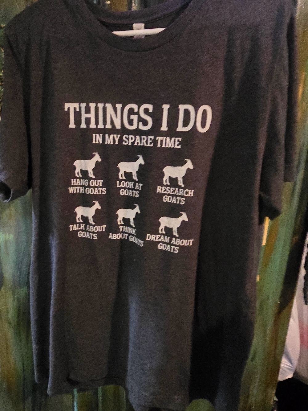 "Things I Do Goat"🐐 🐐 Graphic Tee - Dark Gray Size Large